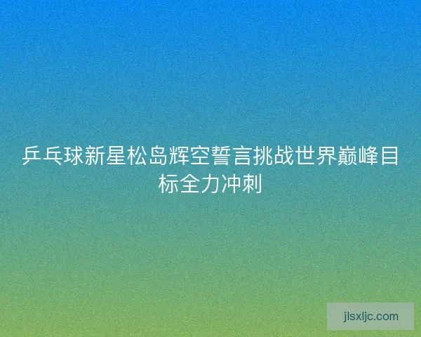 乒乓球新星松岛辉空誓言挑战世界巅峰目标全力冲刺