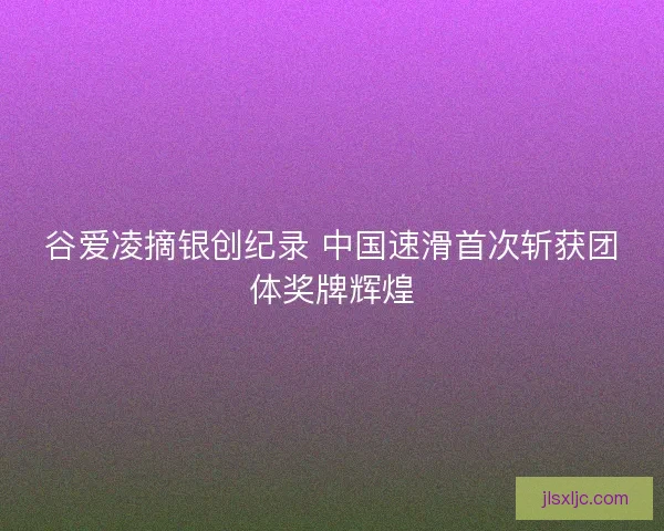 谷爱凌摘银创纪录 中国速滑首次斩获团体奖牌辉煌